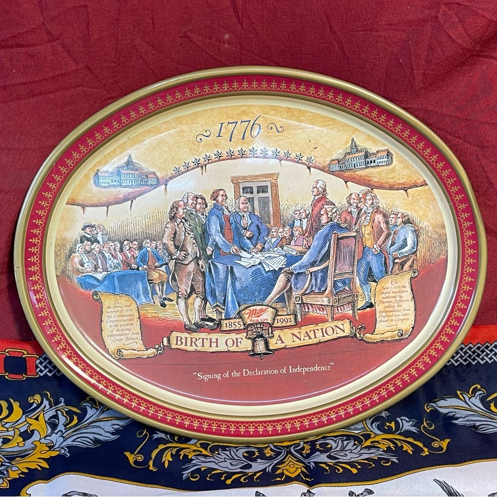 VTG 1992 Miller Brewing Co Birth of a Nation Declaration of Independence Tray